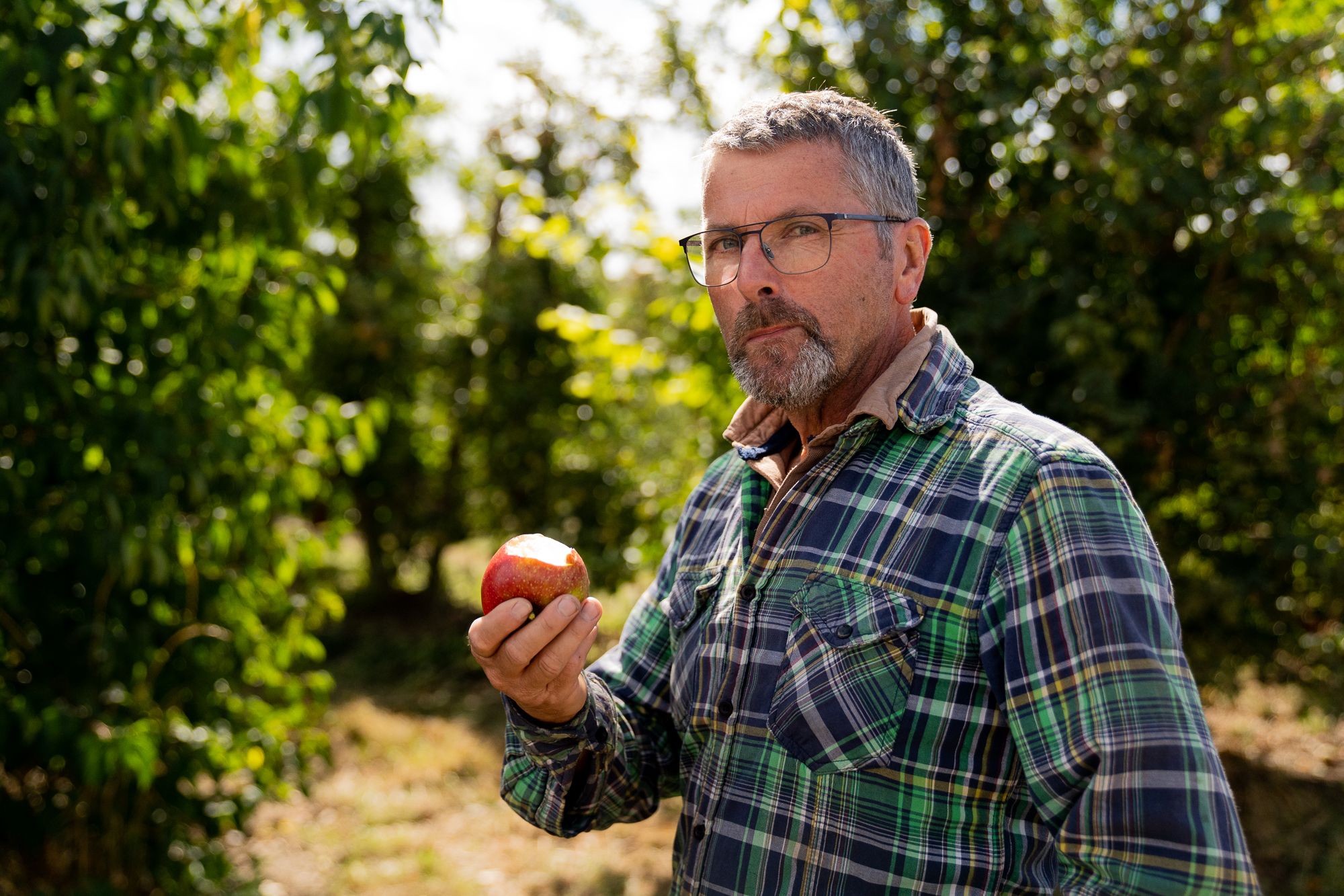 Teler Hugo Jacobs geniet van een kraakverse appel - (c) VLAM, ViaVictor