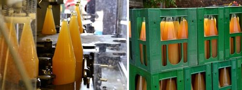 Kakelvers bioappelsap, gaat nog warm van het pasteuriseren de fles in! - (c) VLAM