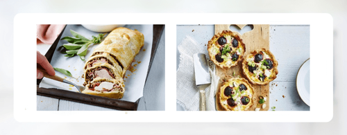 Varkenshaasje in bladerdeeg / Tartelette met rode biet en geitenkaas  - (c) VLAM, Lekker van bij ons