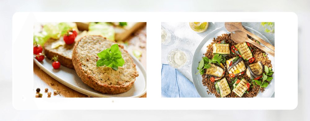 Seitanhamburger en gegrilde pakketjes van aubergine en courgette met linzen - (c) VLAM, Lekker van bij ons