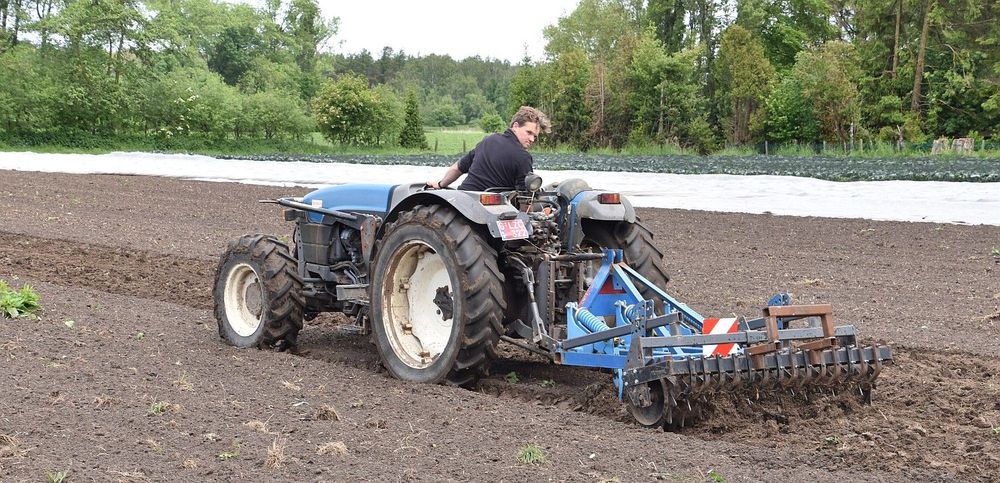 Nico Vandevannet met de cultivator die de bodem lichtjes oplicht en lucht geeft - (c) VLAM, P. De Laet