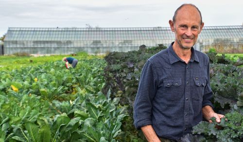 Alex Floré, bestuurder van de coöperatie Rawijs, op het veld  - (c) VLAM, Patricia De Laet